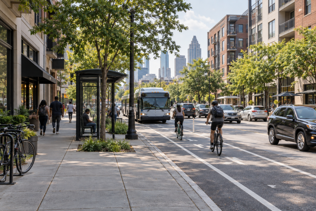 Atlanta renters comparing walking, transit, and driving options