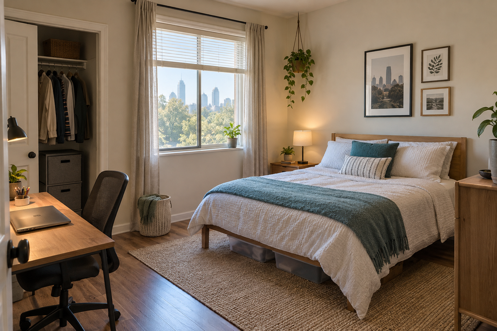 Bright furnished private bedroom in a shared Atlanta apartment