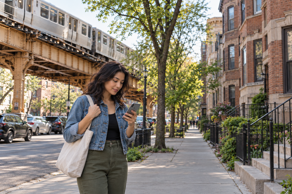 Potential roommates comparing shared-housing plans in a Chicago apartment